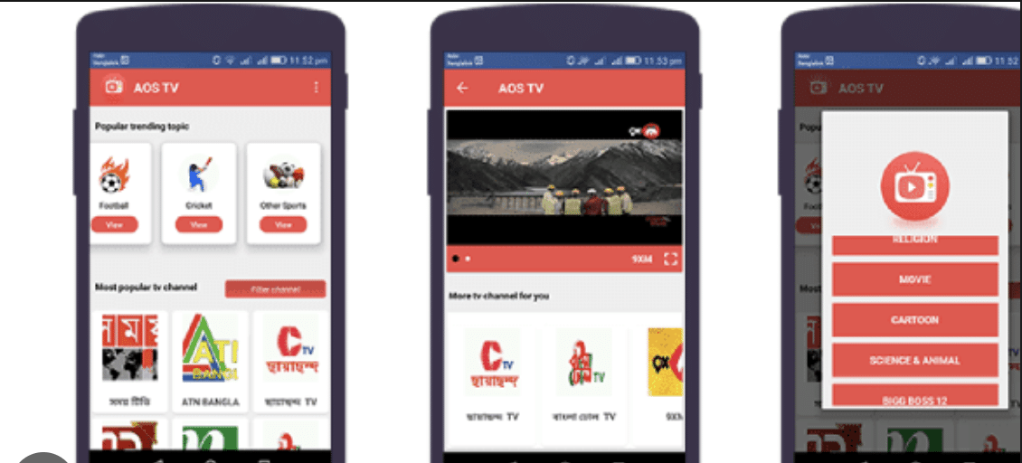 AOS TV Apk MOD Latest Version Untuk Streaming Sepak Bola